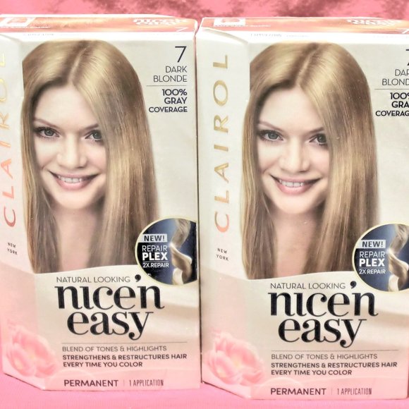 2 Pk. Clairol Nice 'N Easy #7 DARK BLONDE Hair Dye--Factory Sealed - Picture 1 of 2